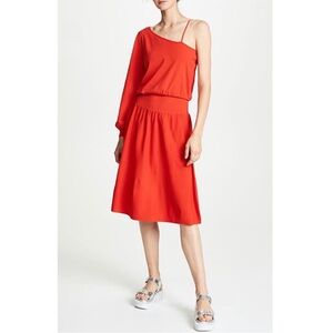 A.L.C Women’s Size Large Shara One Shoulder Midi Dress Poppy Red